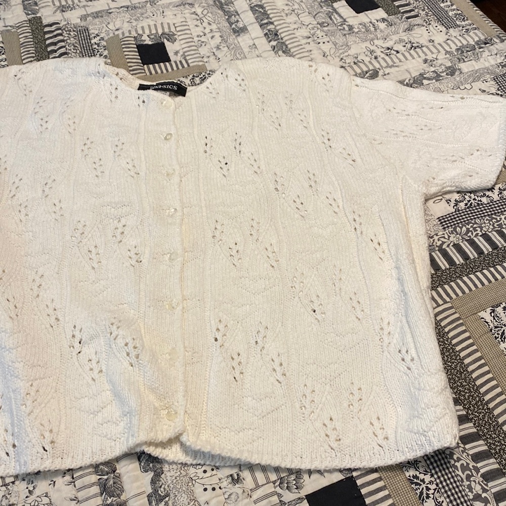 Stefano basics brand size 1X Crochet Short Sleeve sweater